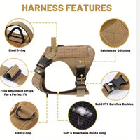 HKM-8118589 Adjustable Tactical Dog Harness with Reflective No-Pull Design for Large Dogs