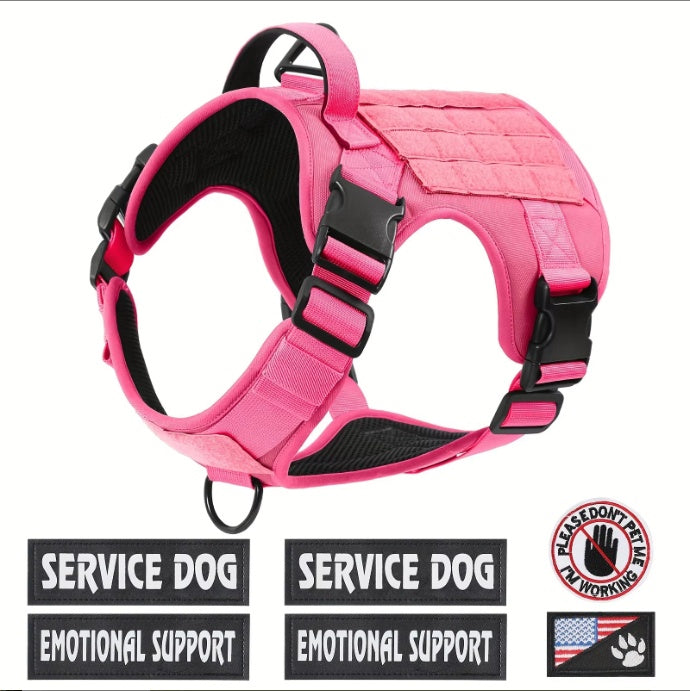 HKM-8118589 Adjustable Tactical Dog Harness with Reflective No-Pull Design for Large Dogs