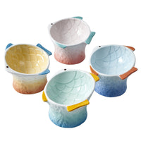 HKM-8119229 Elevated Ceramic Cat Feeder Bowl - Fish Shape with 15° Tilt for Comfortable Eating and Whisker Fatigue Relief