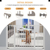 HKM-8119613 30-Inch High White Child Safety Gate with Extensions for Baby Door Barrier