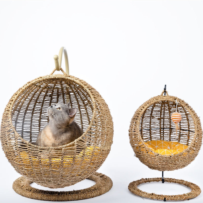 HKM-8119997 Woven Round Cat Litter Bed Hanging Basket for Small and Large Cats