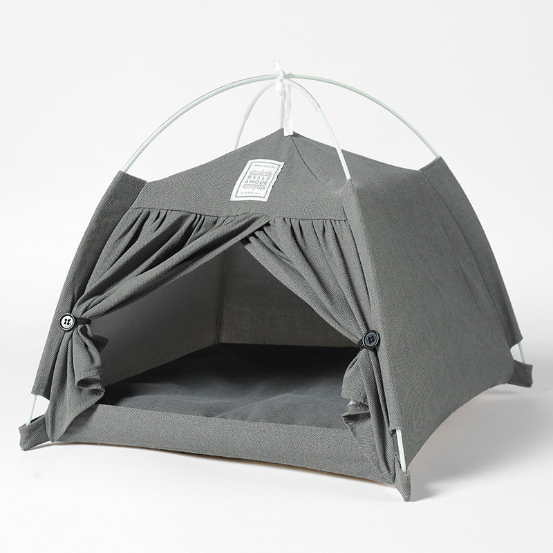 HKM-8120765 Removable Cotton and Linen Pet Tent Nest, 40cm x 40cm x 41cm, Lightweight and Cozy Design