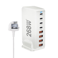 HKM-812115 240W Gallium Nitride Desktop PD Charger in White and Black for Multiple International Standards