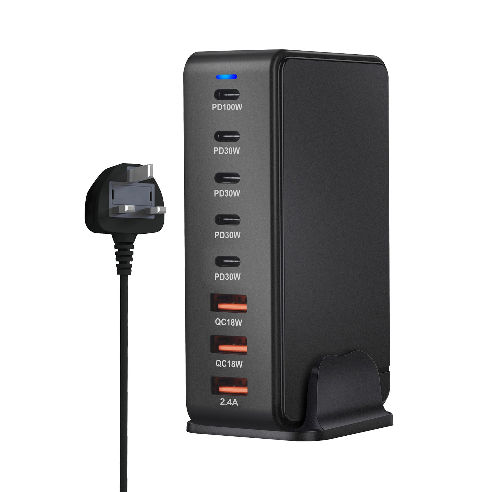 HKM-812115 240W Gallium Nitride Desktop PD Charger in White and Black for Multiple International Standards