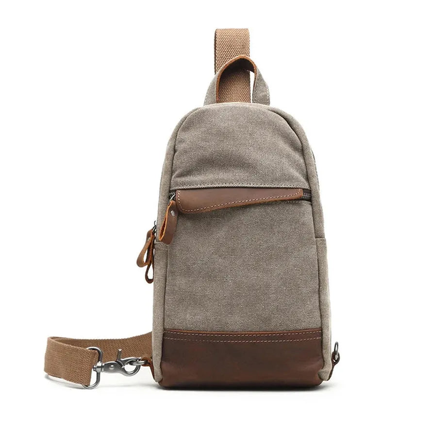 HKM-812115 Retro Men's Multifunctional Canvas Messenger Bag - Durable Waxed Cotton with Leather Accents, Waterproof Design, Large Capacity