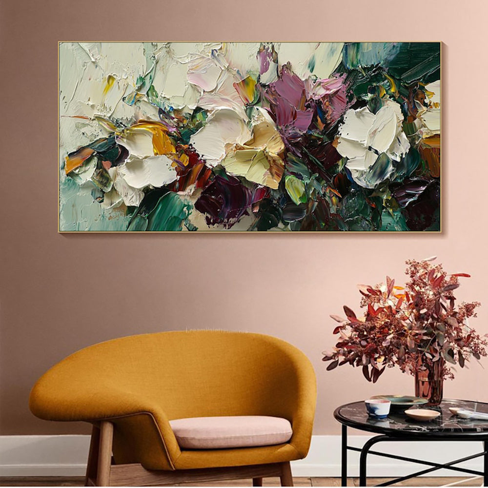 HKM-812179 Handmade Flower Oil Painting on Canvas – Modern Unstretched Art for Home Decor