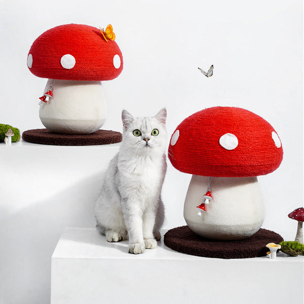 HKM-8121917 Red Poisonous Mushroom Cat Scratch Board - Sisal Cat Toy with Cute Design