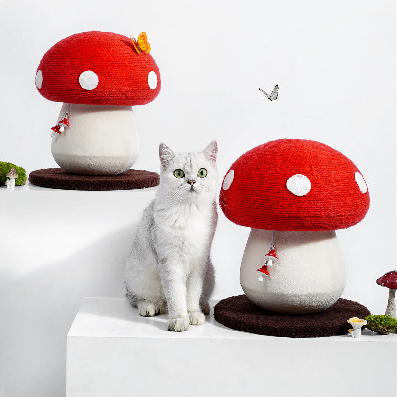 HKM-8121917 Red Poisonous Mushroom Cat Scratch Board - Sisal Cat Toy with Cute Design