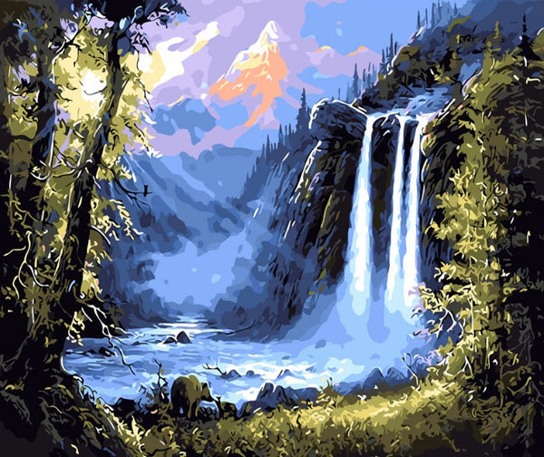 HKM-812243 Waterfall Paint by Numbers Kit - Size 40x50 cm