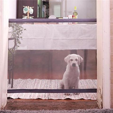 HKM-8123325 Portable Folding Pet Safety Barrier for Doorways and Stairs, Easy to Install Mesh Fence