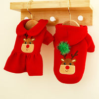 HKM-8124093 Christmas Elk Couple Hoodie Dress - Polyester Casual Wear for Pets