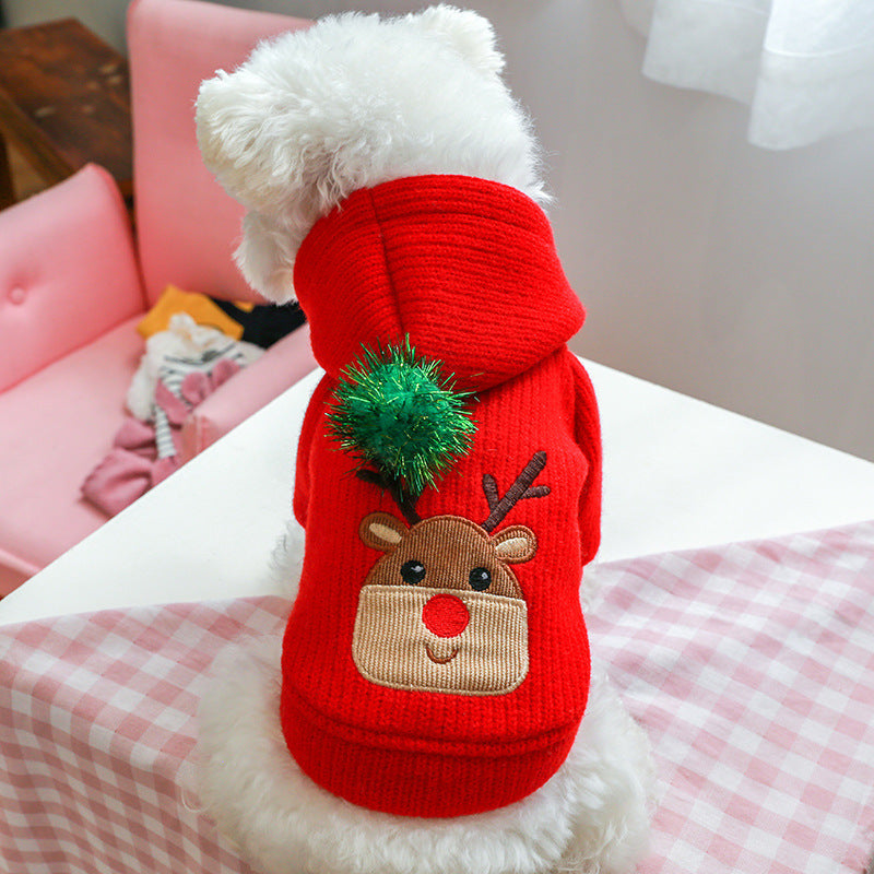 HKM-8124093 Christmas Elk Couple Hoodie Dress - Polyester Casual Wear for Pets