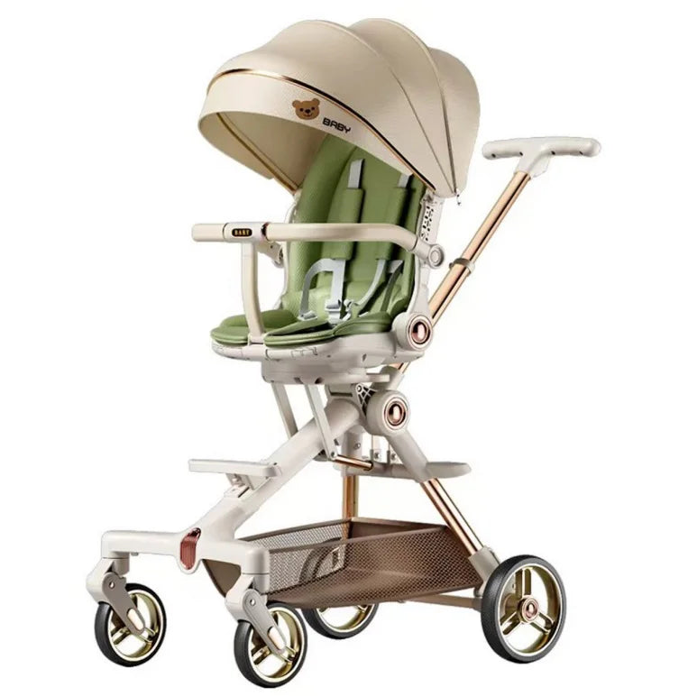 HKM-812435 Double-Pole Aluminium Alloy Baby Stroller with Hidden Footrest – Available in Various Colours