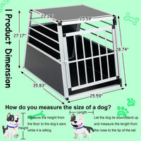 HKM-8125373 Aluminum Pet Transport Case - Travel Carrier for Cats and Dogs, Black and Silver, Stain-Resistant and Ventilated Design