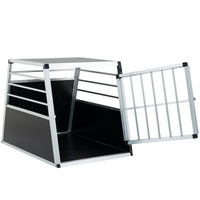 HKM-8125373 Aluminum Pet Transport Case - Travel Carrier for Cats and Dogs, Black and Silver, Stain-Resistant and Ventilated Design
