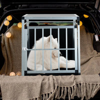 HKM-8125373 Aluminum Pet Transport Case - Travel Carrier for Cats and Dogs, Black and Silver, Stain-Resistant and Ventilated Design