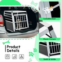 HKM-8125373 Aluminum Pet Transport Case - Travel Carrier for Cats and Dogs, Black and Silver, Stain-Resistant and Ventilated Design