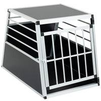 HKM-8125373 Aluminum Pet Transport Case - Travel Carrier for Cats and Dogs, Black and Silver, Stain-Resistant and Ventilated Design