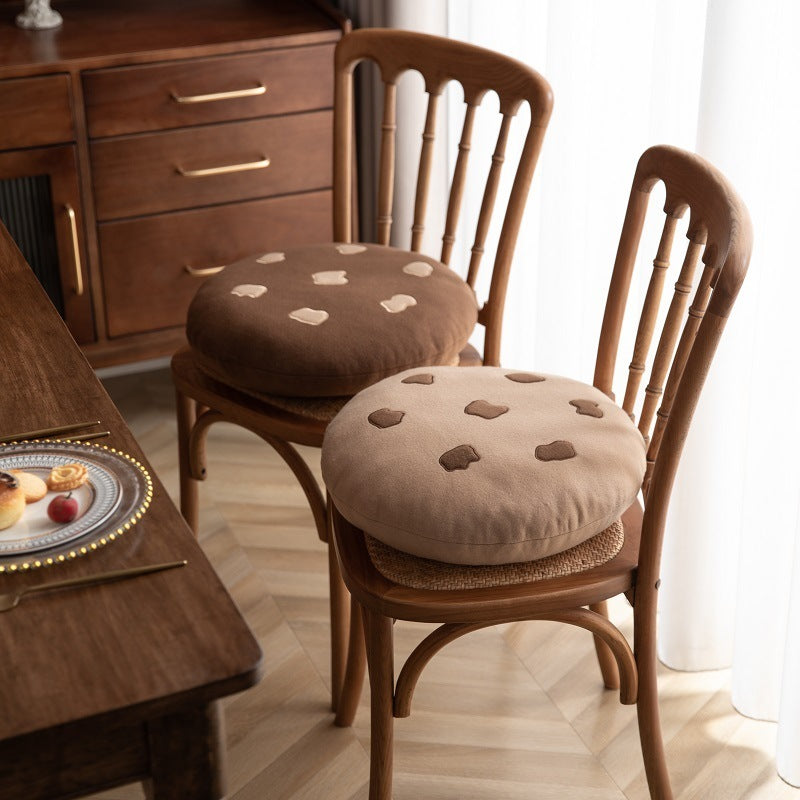 HKM-812563 Cookie Shape Dining Chair Cushion - Plush Seat Cushion in Coffee and Milk Coffee Colors, Round and Square Styles