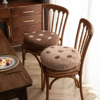 HKM-812563 Cookie Shape Dining Chair Cushion - Plush Seat Cushion in Coffee and Milk Coffee Colors, Round and Square Styles