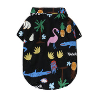 HKM-8125885 Summer Cat Shirt with Matching Straw Hat, Necklace, and Glasses - Thin and Hair-Fall Preventing Outfit