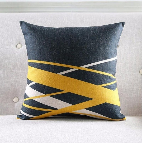 HKM-812691 Nordic Geometric Linen Couch Pillow - Modern 45x45cm Decorative Cushion