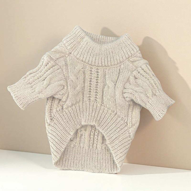 HKM-8127293 Cute Beige Wool Sweater for Pets - Warm Casual Clothing in XS to XL