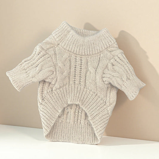 HKM-8127293 Cute Beige Wool Sweater for Pets - Warm Casual Clothing in XS to XL