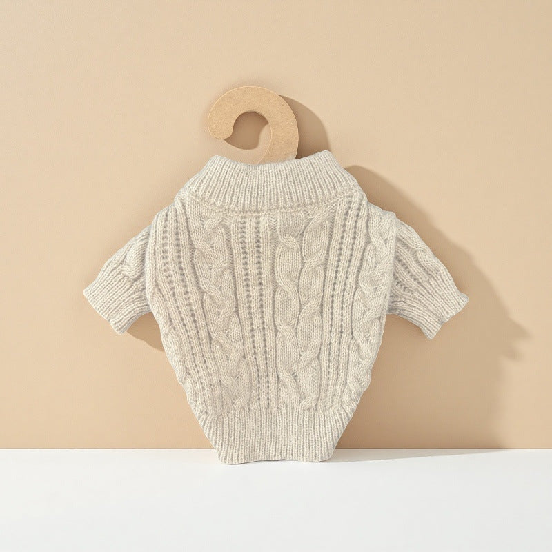 HKM-8127293 Cute Beige Wool Sweater for Pets - Warm Casual Clothing in XS to XL
