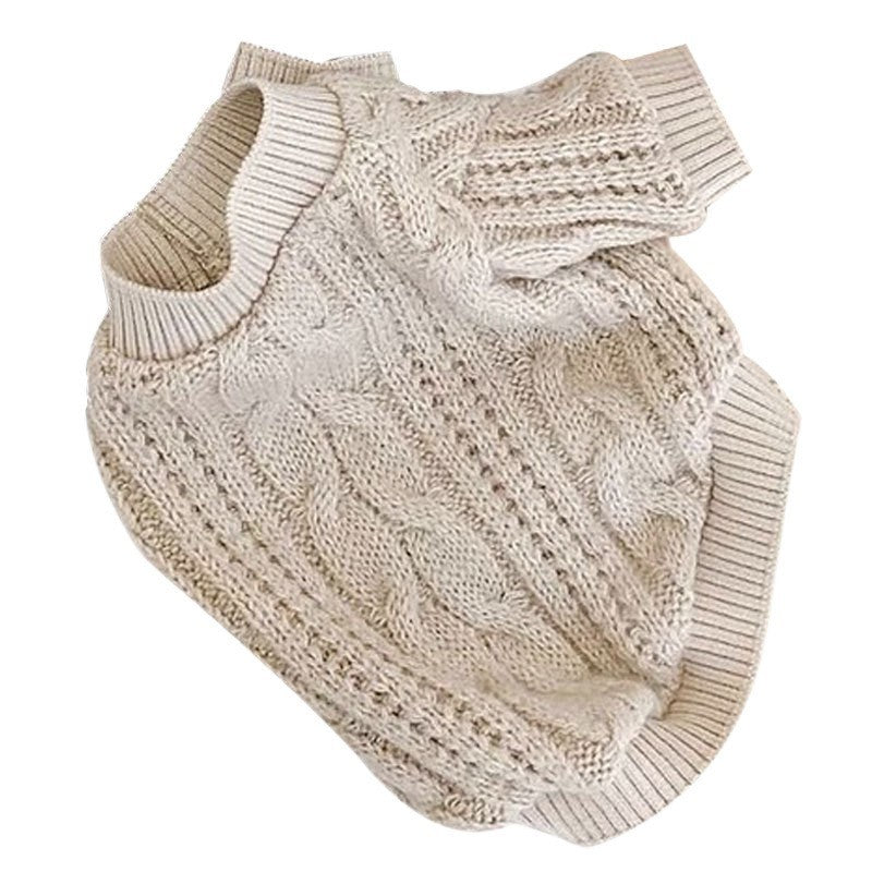 HKM-8127293 Cute Beige Wool Sweater for Pets - Warm Casual Clothing in XS to XL
