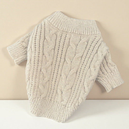 HKM-8127293 Cute Beige Wool Sweater for Pets - Warm Casual Clothing in XS to XL
