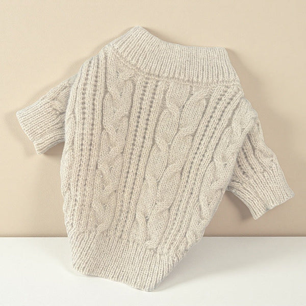 HKM-8127293 Cute Beige Wool Sweater for Pets - Warm Casual Clothing in XS to XL