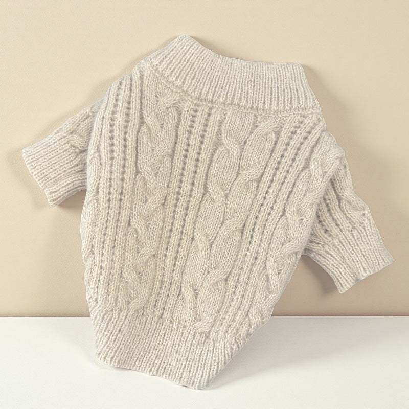 HKM-8127293 Cute Beige Wool Sweater for Pets - Warm Casual Clothing in XS to XL