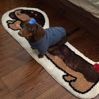 HKM-8128317 Dachshund Patterned Flocking Carpet for Living Room and Bedroom, Machine Washable, 46cm x 120cm or 46cm x 150cm