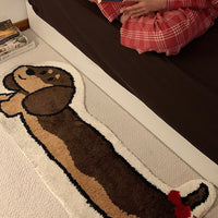 HKM-8128317 Dachshund Patterned Flocking Carpet for Living Room and Bedroom, Machine Washable, 46cm x 120cm or 46cm x 150cm