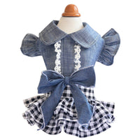 HKM-8129085 Pet Denim Summer Dress with Flying Sleeves for Small Dogs