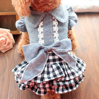 HKM-8129085 Pet Denim Summer Dress with Flying Sleeves for Small Dogs