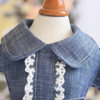 HKM-8129085 Pet Denim Summer Dress with Flying Sleeves for Small Dogs
