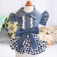 HKM-8129085 Pet Denim Summer Dress with Flying Sleeves for Small Dogs