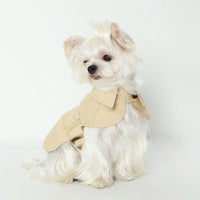 HKM-8129853 Stylish British Trench Coat for Dogs - Lightweight Washed Cotton, Perfect for Spring and Autumn