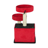HKM-8130749 Gothic Cat Tree with Cozy Condo, Dual Padded Perches, Scratching Posts, and Spider Toy in Red & Black