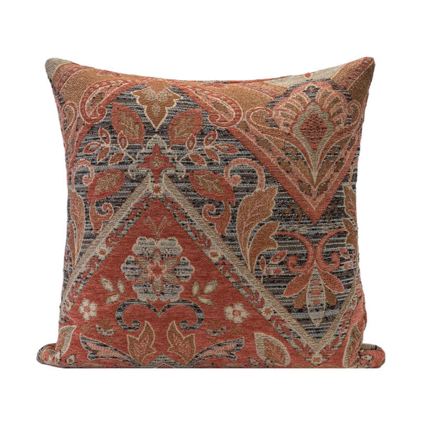 HKM-813075 Bohemian Retro Floral Square Pillow Cover for Living Room Decor
