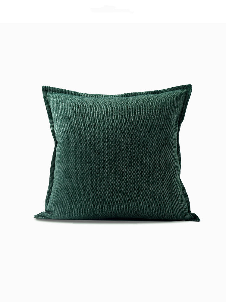 HKM-813075 Modern Dark Green Cotton and Linen Square Pillow - Multiple Sizes Available