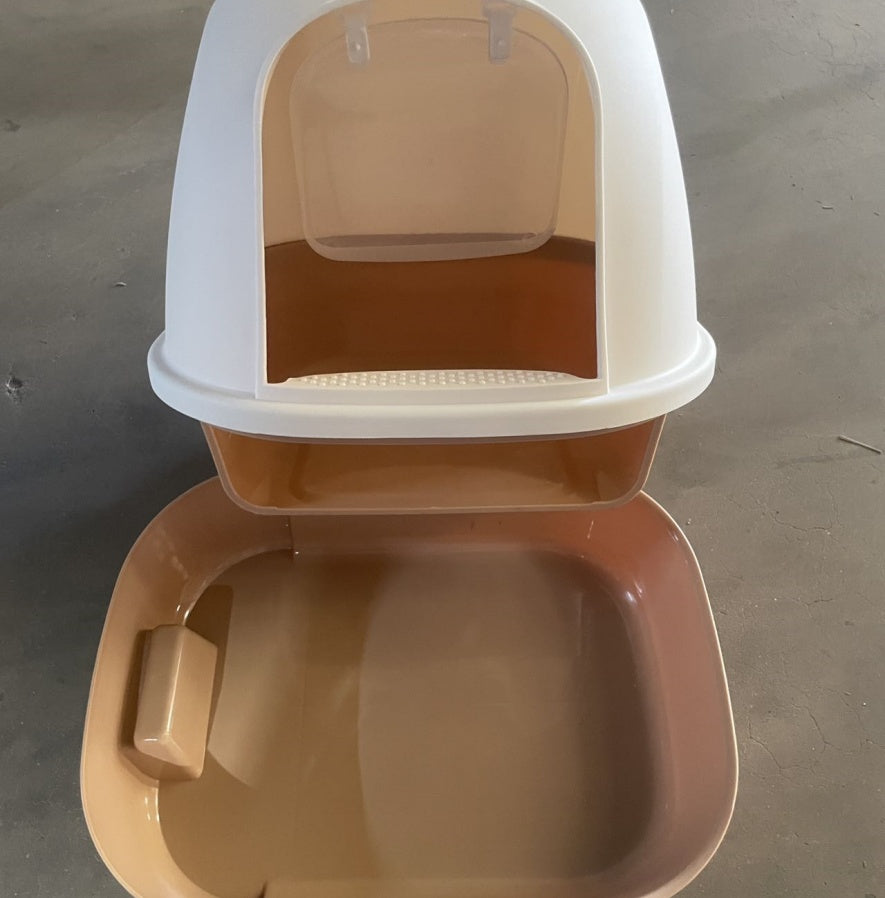 HKM-8132925 Enclosed Cat Litter Box with Easy Access and Odor Control