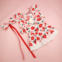 HKM-8133821 Floral Print Dress with Bow Tie and Hairpin for Dogs and Cats