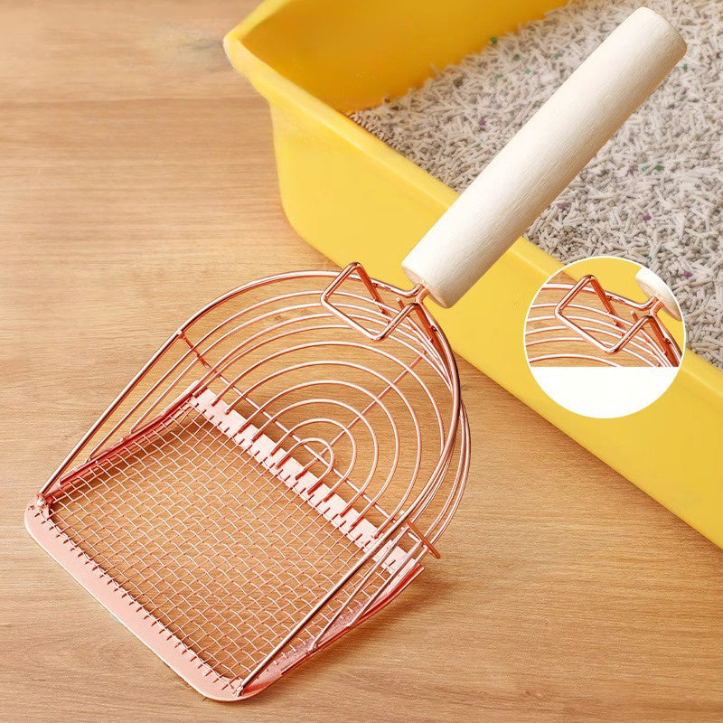 HKM-813395 Stainless Steel Cat Litter Scoop with Long Handle for Easy Clumping Waste Disposal