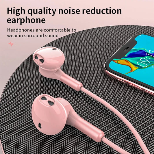 HKM-813395 USB C Wired Earbuds with Microphone for Android Devices - Stereo Sound Wired Earphones