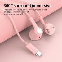 HKM-813395 USB C Wired Earbuds with Microphone for Android Devices - Stereo Sound Wired Earphones