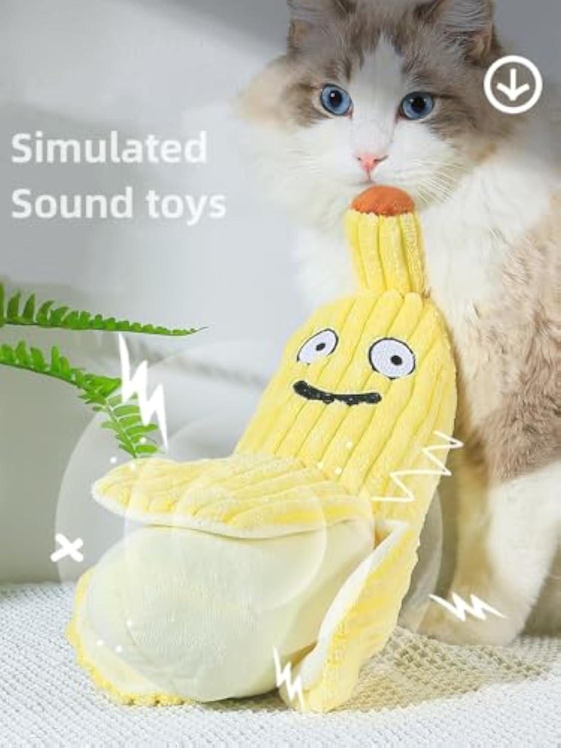 HKM-8134717 Crinkle Banana Cat Toy with Catnip - Soft Plush Chew Toy for Kittens, Ideal for Indoor Play and Exercise