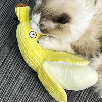 HKM-8134717 Crinkle Banana Cat Toy with Catnip - Soft Plush Chew Toy for Kittens, Ideal for Indoor Play and Exercise